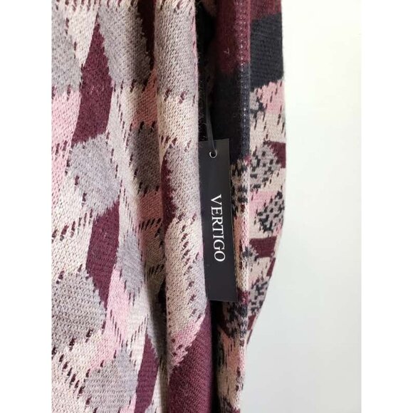Vertigo Women's Hooded Cardigan Sweater Multicolor Geometric Long Sleeve OS New - Picture 6 of 8